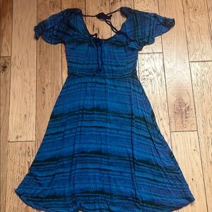 Plenty by Tracy Reese Blue Ruffled Tie Front Off-Shoulder Sundress